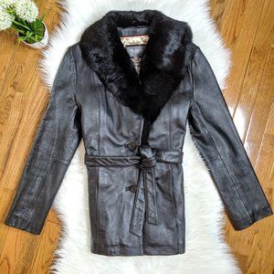 Wilsons Leather Womens Faux Fur Wrap Jacket Sz M